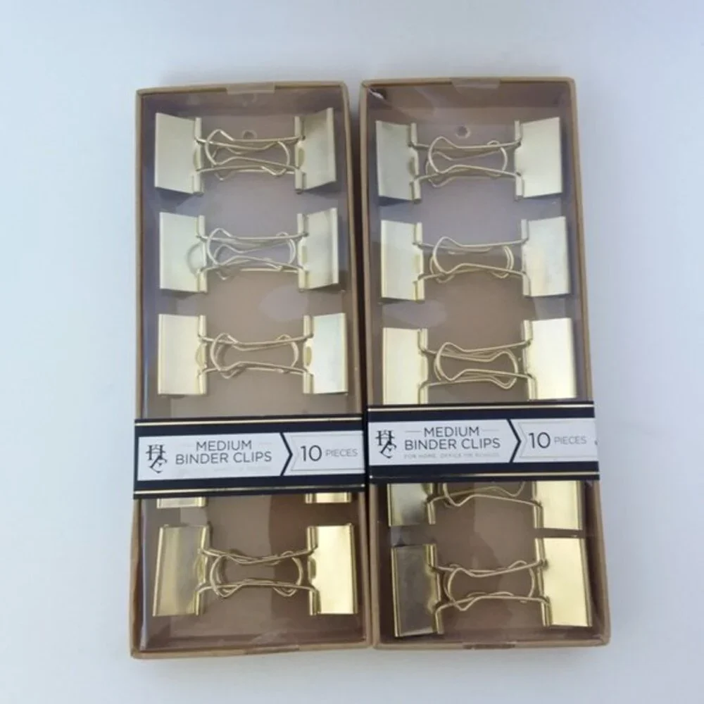 HE Binder Clips Medium Gold-tone 20 Piece Hold Everything